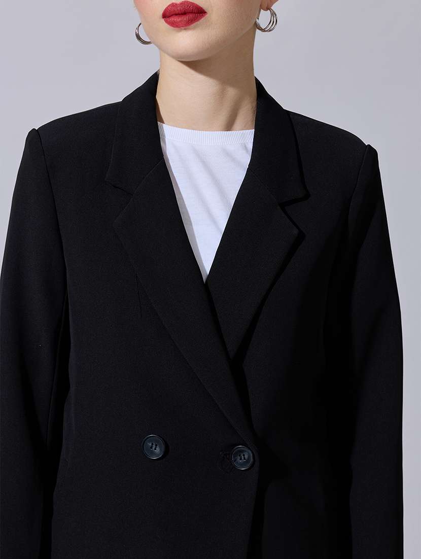 women solid long sleeve double breasted blazer - 22321785 -  Standard Image - 5