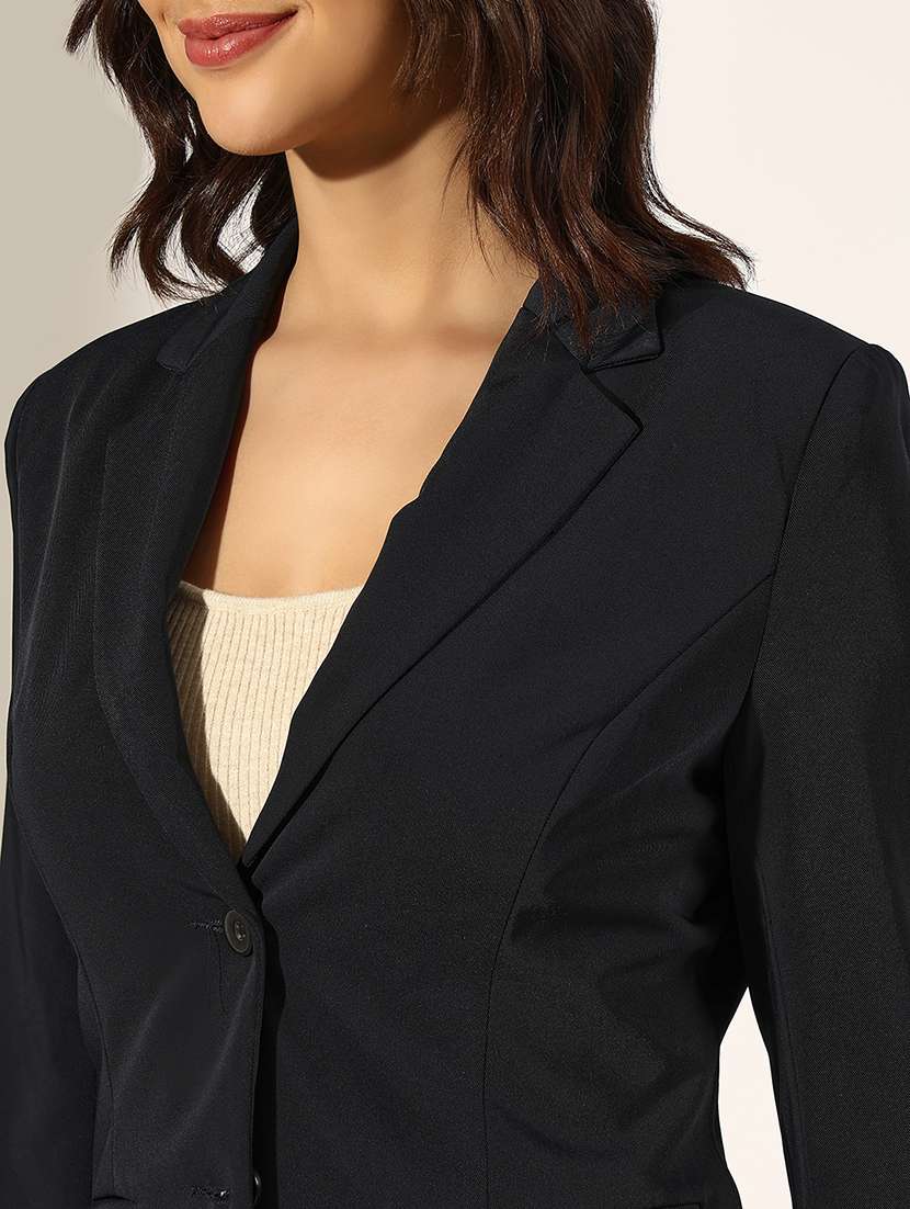 women solid long sleeve single breasted blazer - 22321786 -  Standard Image - 5