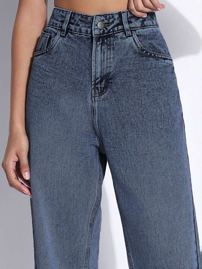 women solid high rise wide leg jean - 22321795 -  Standard Image - 5