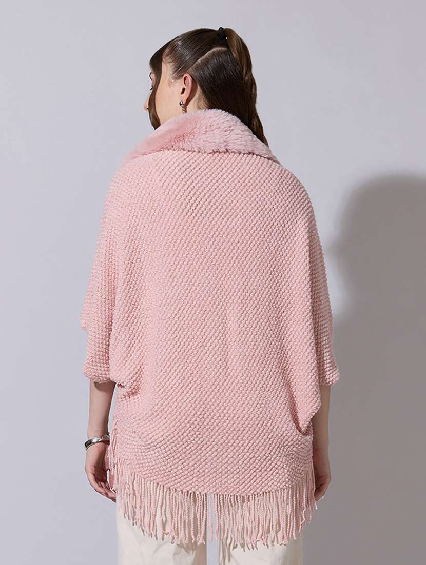 women solid fur detailed shrug - 22321801 -  Standard Image - 3