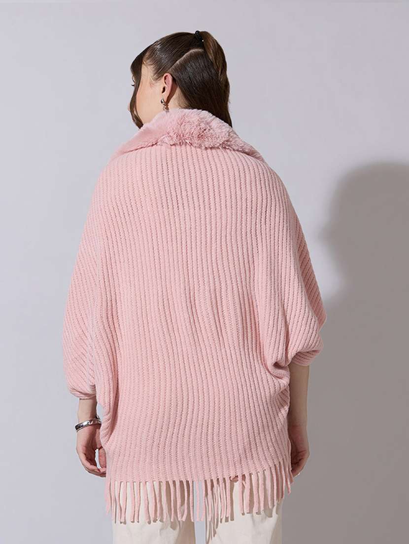 women solid fur detailed shrug - 22321802 -  Standard Image - 3