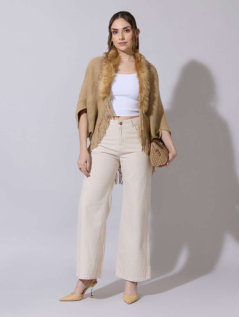 women solid fur detailed shrug - 22321803 -  Standard Image - 5