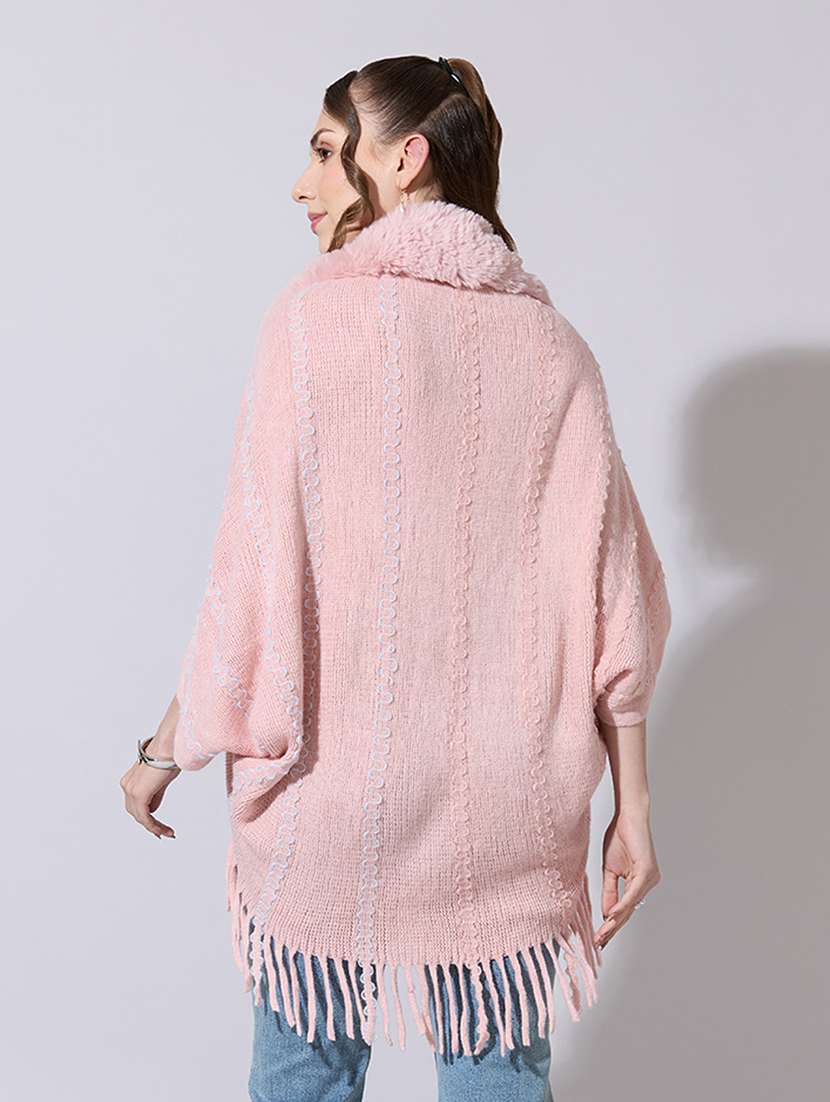 women solid fur detailed shrug - 22321807 -  Standard Image - 3