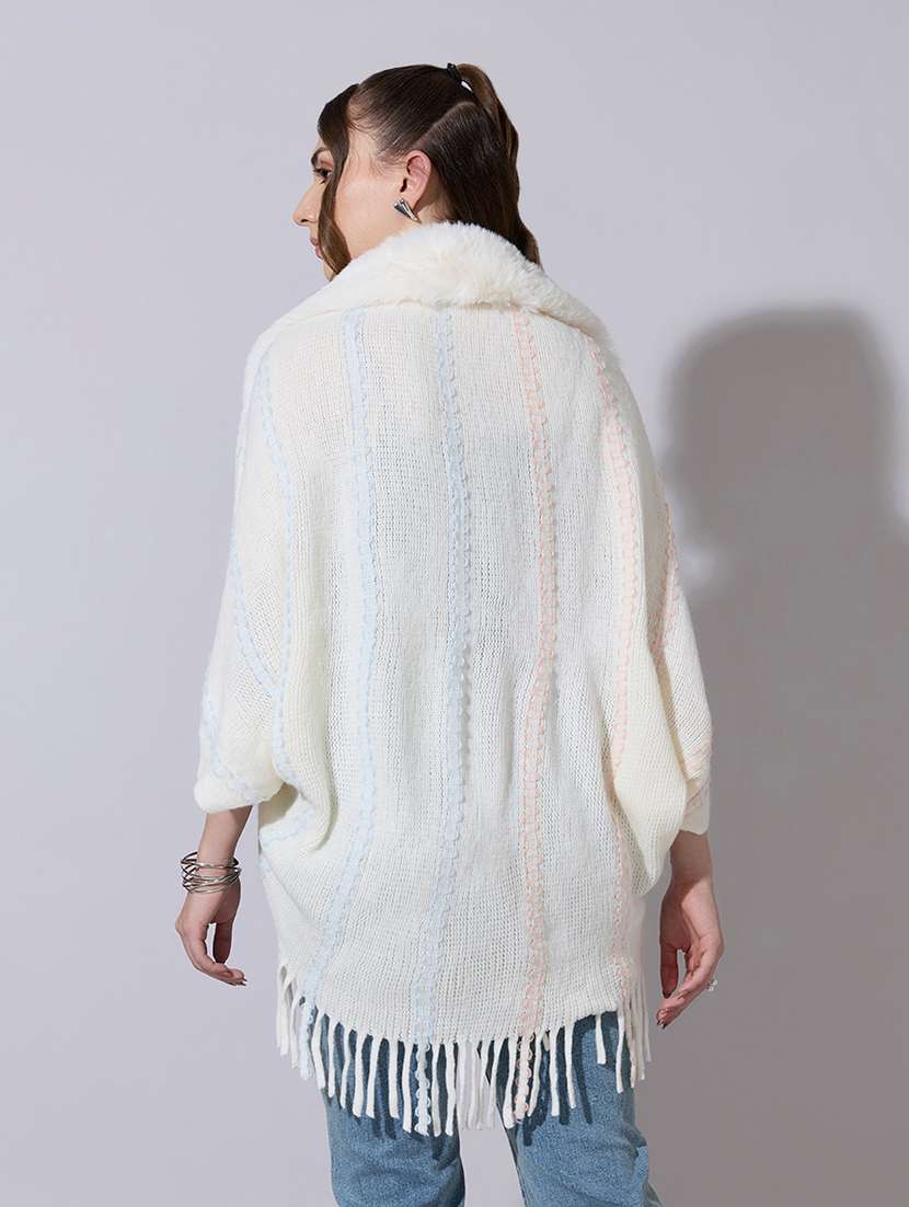 women solid fur detailed shrug - 22321808 -  Standard Image - 3