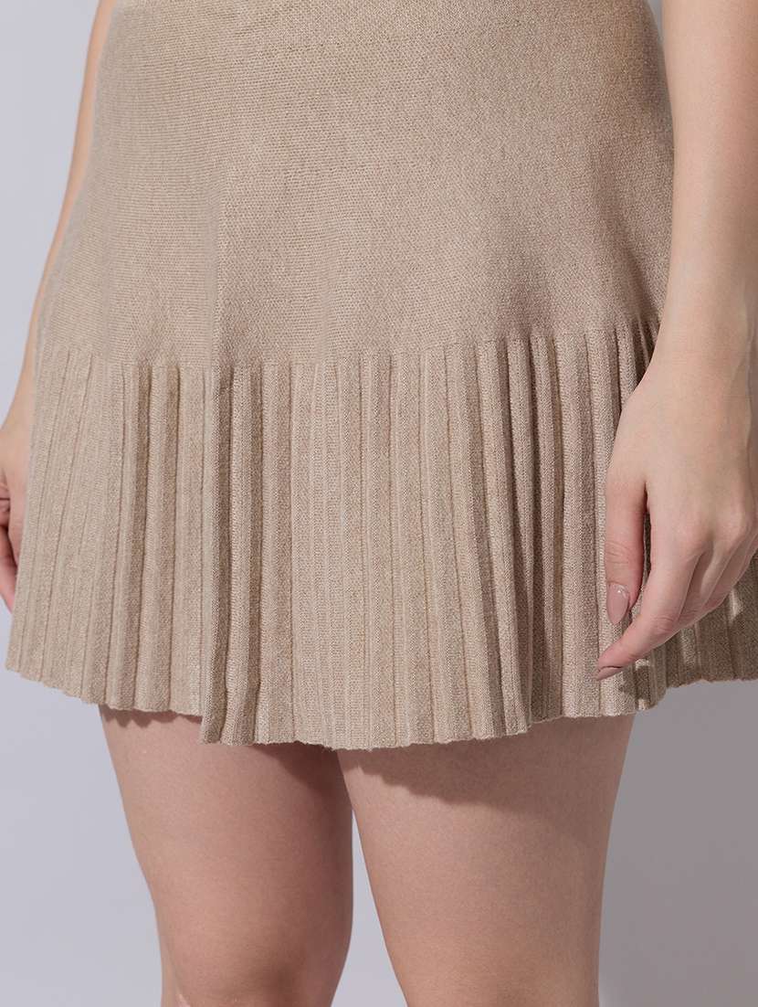 women solid high rise pleated skirt - 22321810 -  Standard Image - 5