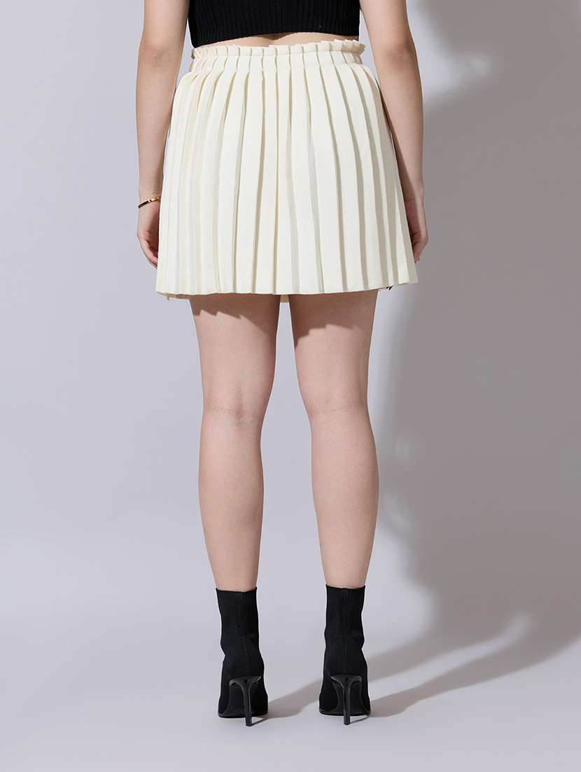 women solid high rise pleated skirt - 22321813 -  Standard Image - 3