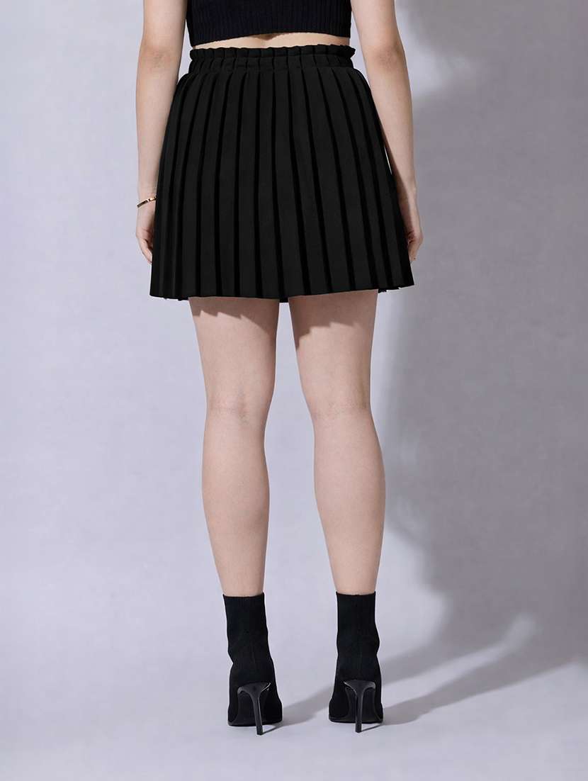 women solid high rise pleated skirt - 22321820 -  Standard Image - 3