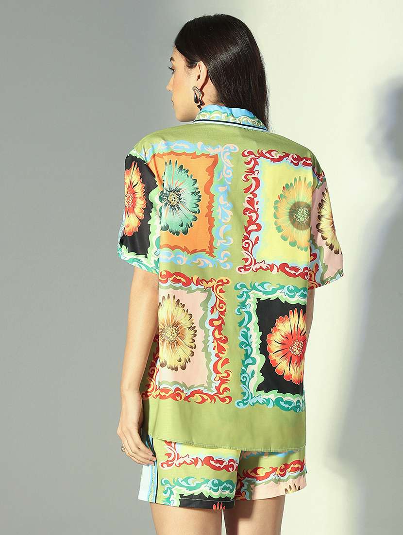 women printed shirt and shorts co-ord set - 22321823 -  Standard Image - 3