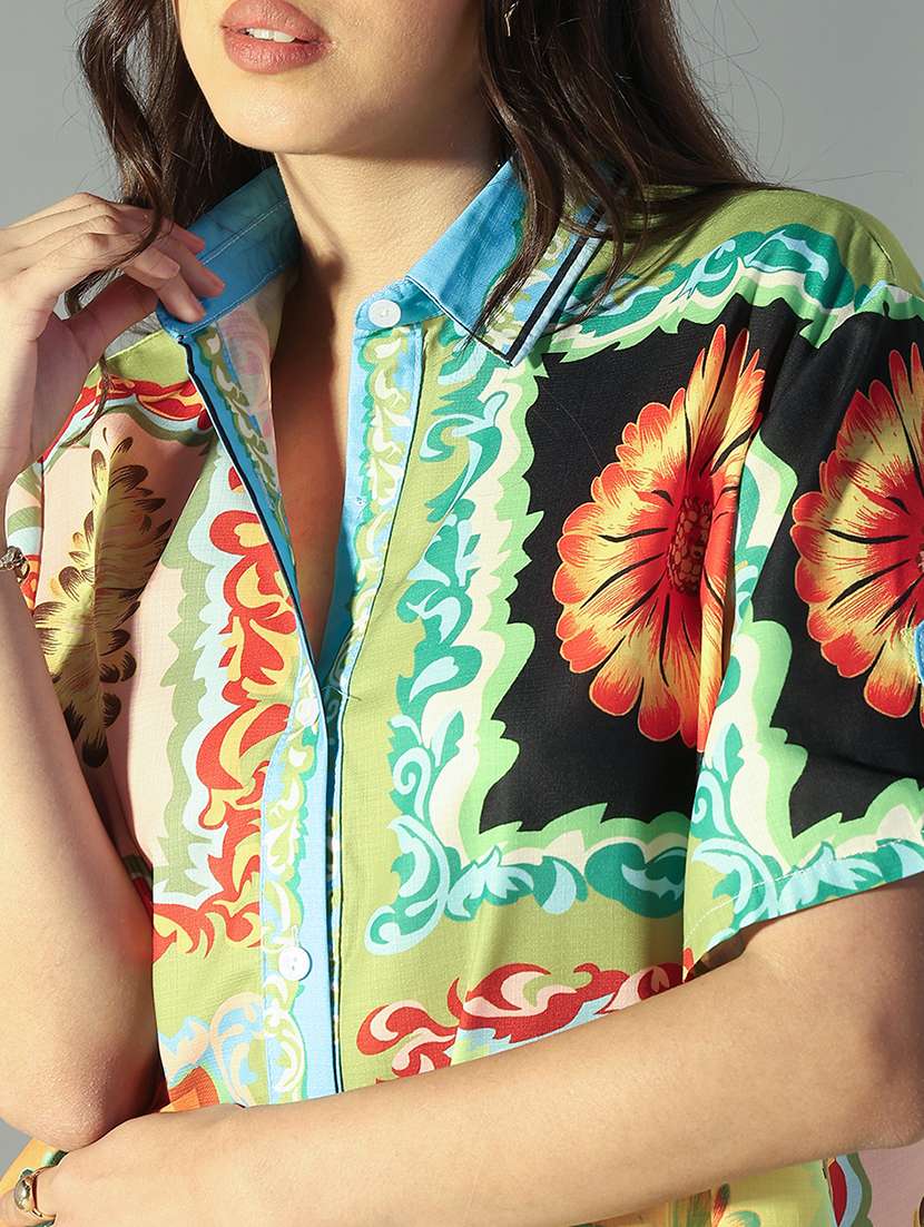 women printed shirt and shorts co-ord set - 22321823 -  Standard Image - 5