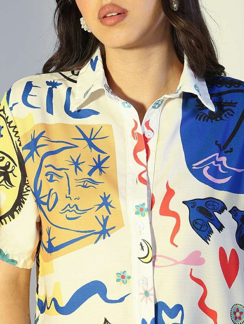 women printed shirt & shorts co-ord set - 22321824 -  Standard Image - 3