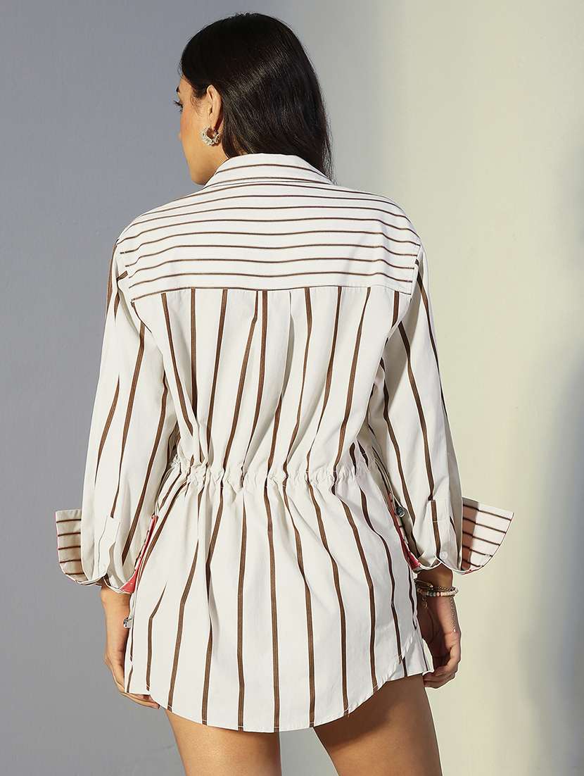 women striped shirt and shorts co-ord set - 22321833 -  Standard Image - 3