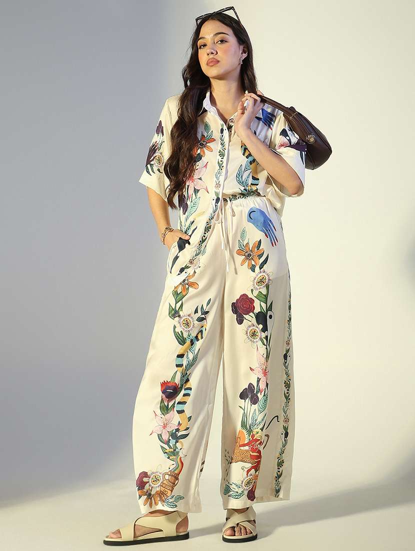 women printed shirt and trouser co-ord set