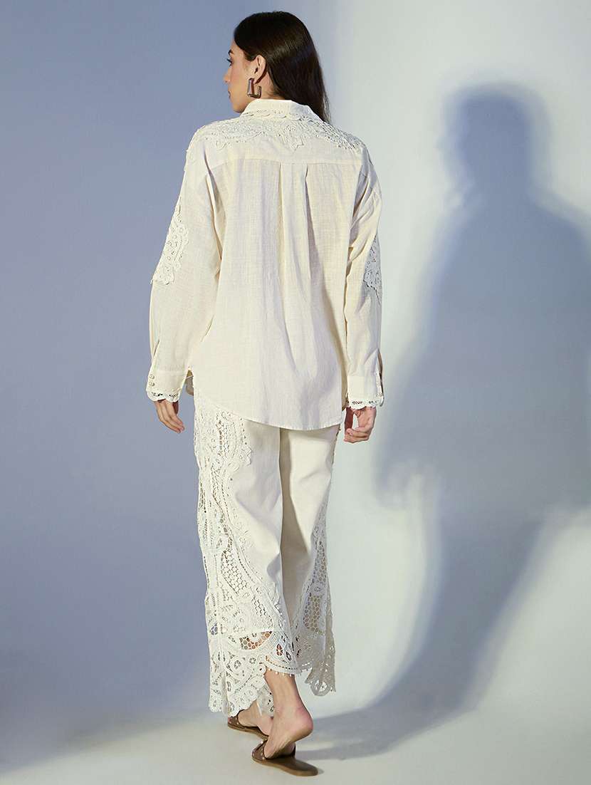 women self designed lace shirt and trouser co-ord set - 22321835 -  Standard Image - 5