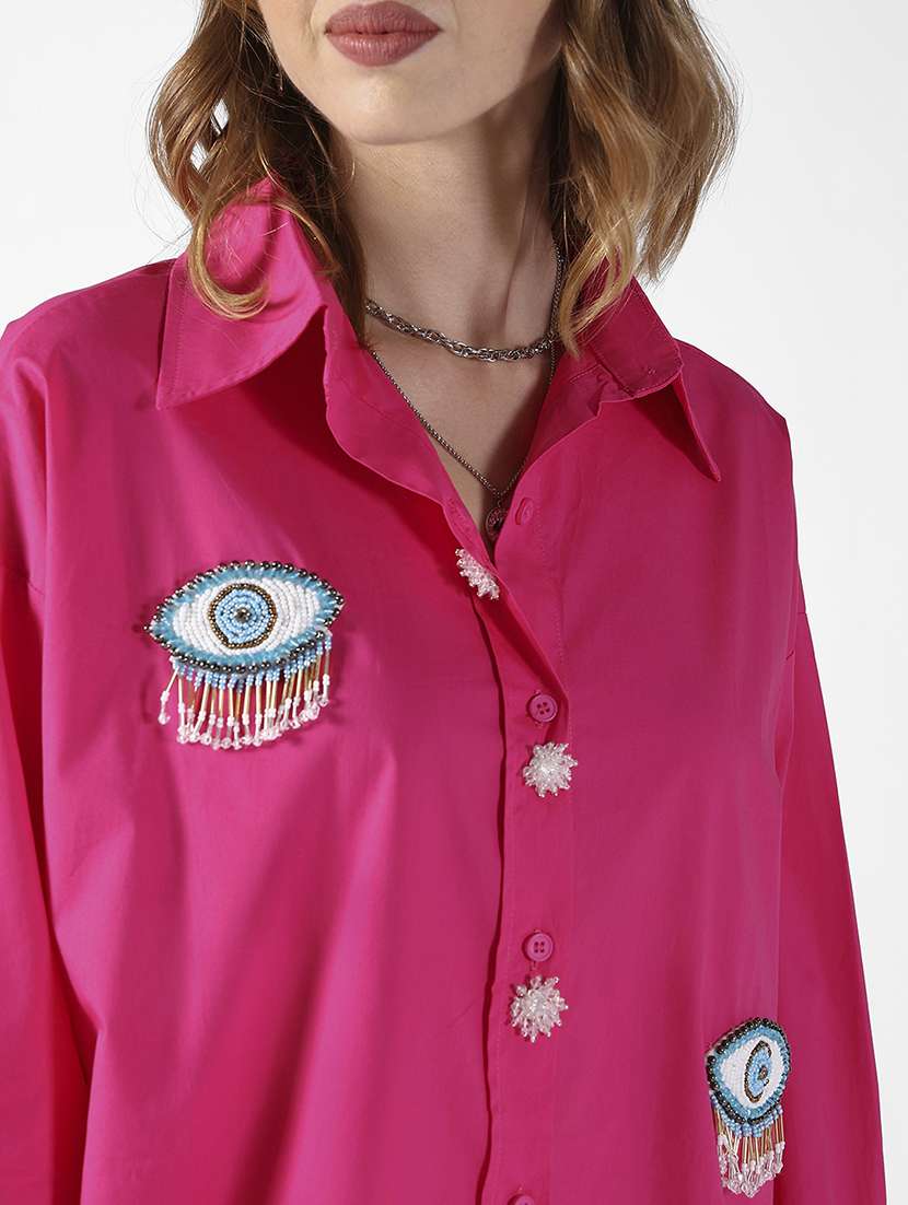 women embroidered long sleeve oversized shirt - 22321849 -  Standard Image - 5