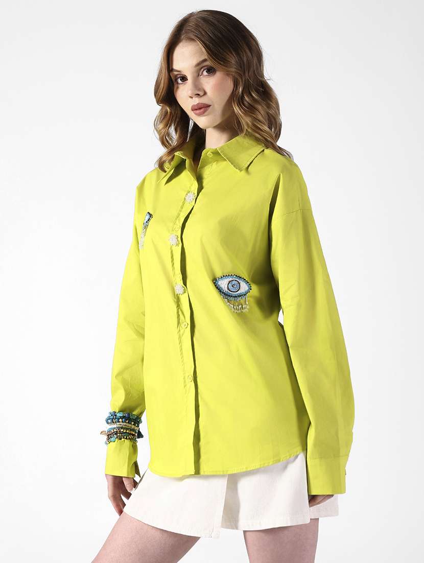 women embroidered long sleeve oversized shirt - 22321850 -  Standard Image - 3