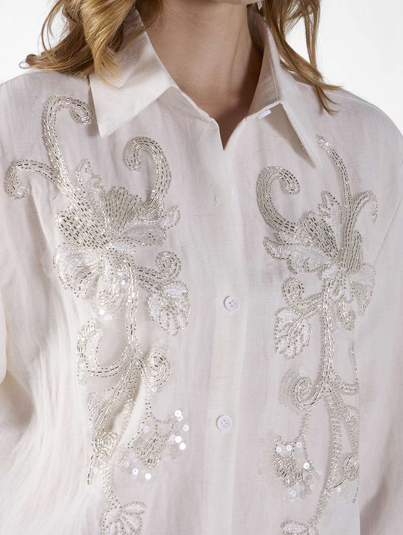 women embellished long sleeve oversized shirt - 22321853 -  Standard Image - 5
