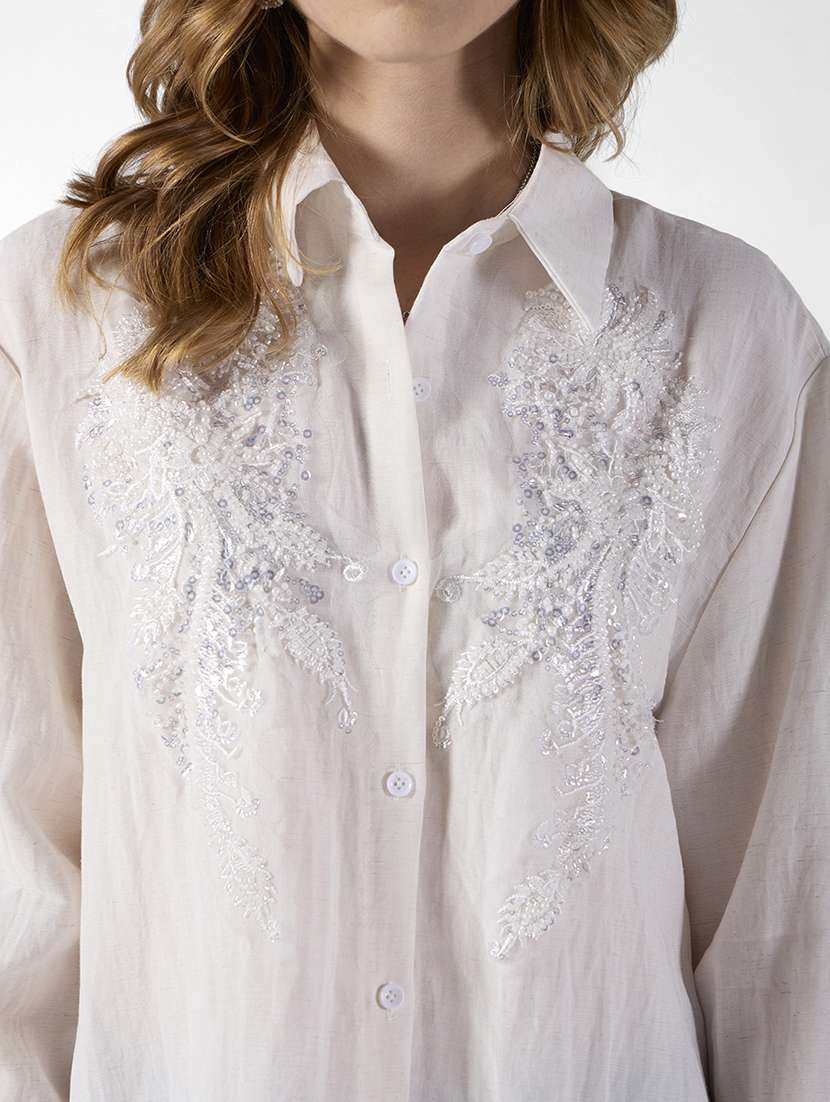 women embellished long sleeve oversized shirt - 22321855 -  Standard Image - 5