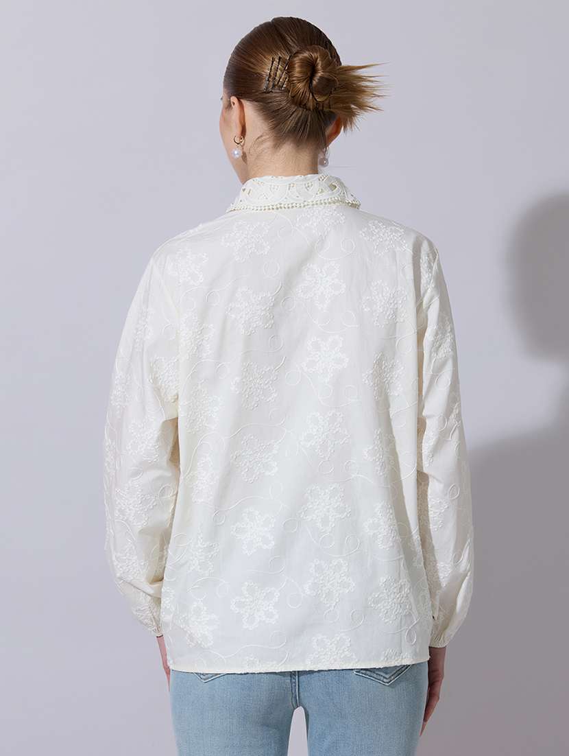 women embroidered long sleeve oversized shirt - 22321863 -  Standard Image - 3