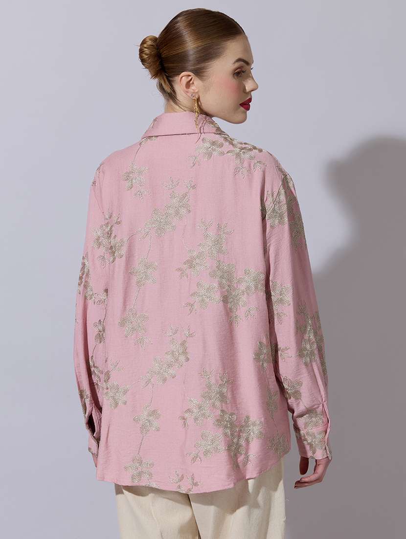 women embroidered collared long sleeve shirt - 22321866 -  Standard Image - 3