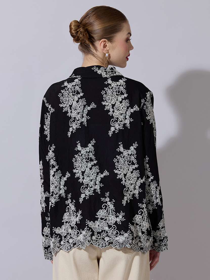 women embroidered long sleeve oversized shirt - 22321872 -  Standard Image - 3