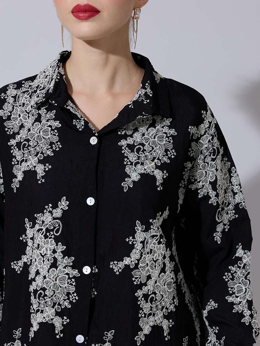 women embroidered long sleeve oversized shirt - 22321872 -  Standard Image - 5