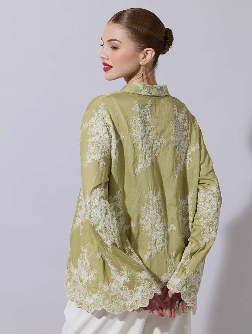 women embroidered long sleeve oversized shirt - 22321873 -  Standard Image - 3