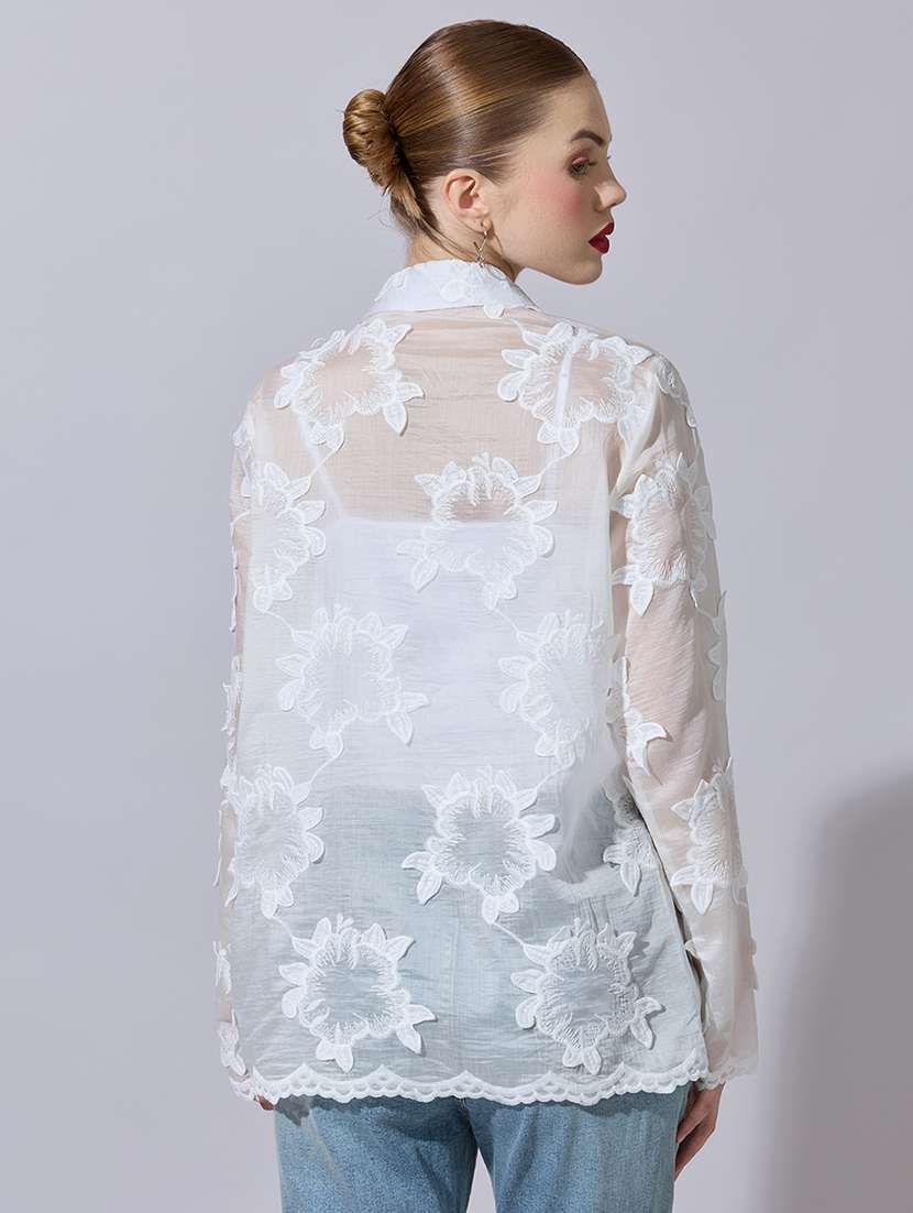 women self designed collared long sleeve shirt - 22321875 -  Standard Image - 3