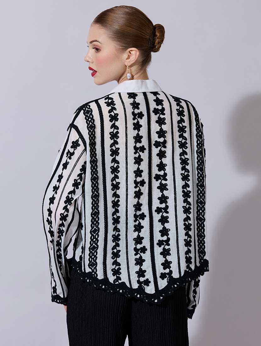 women embroidered collared long sleeve shirt - 22321883 -  Standard Image - 3
