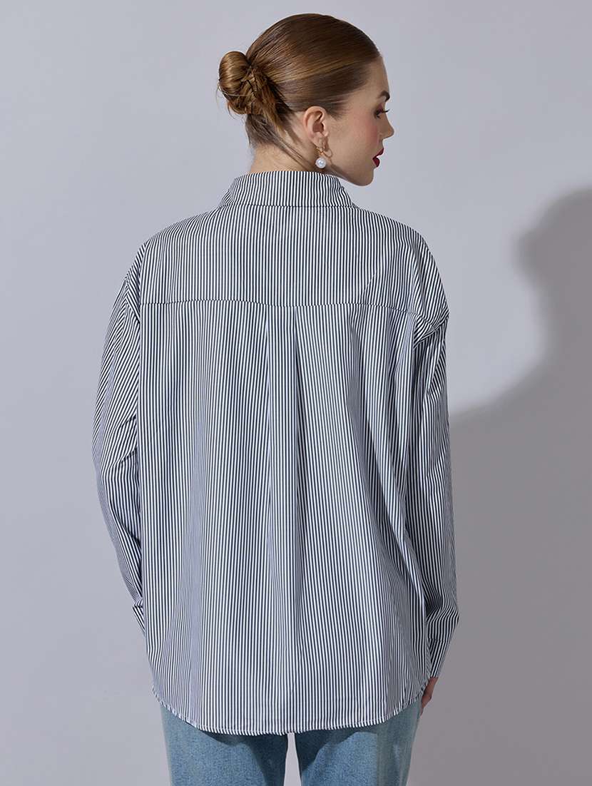 women striped long sleeve oversized shirt - 22321885 -  Standard Image - 3