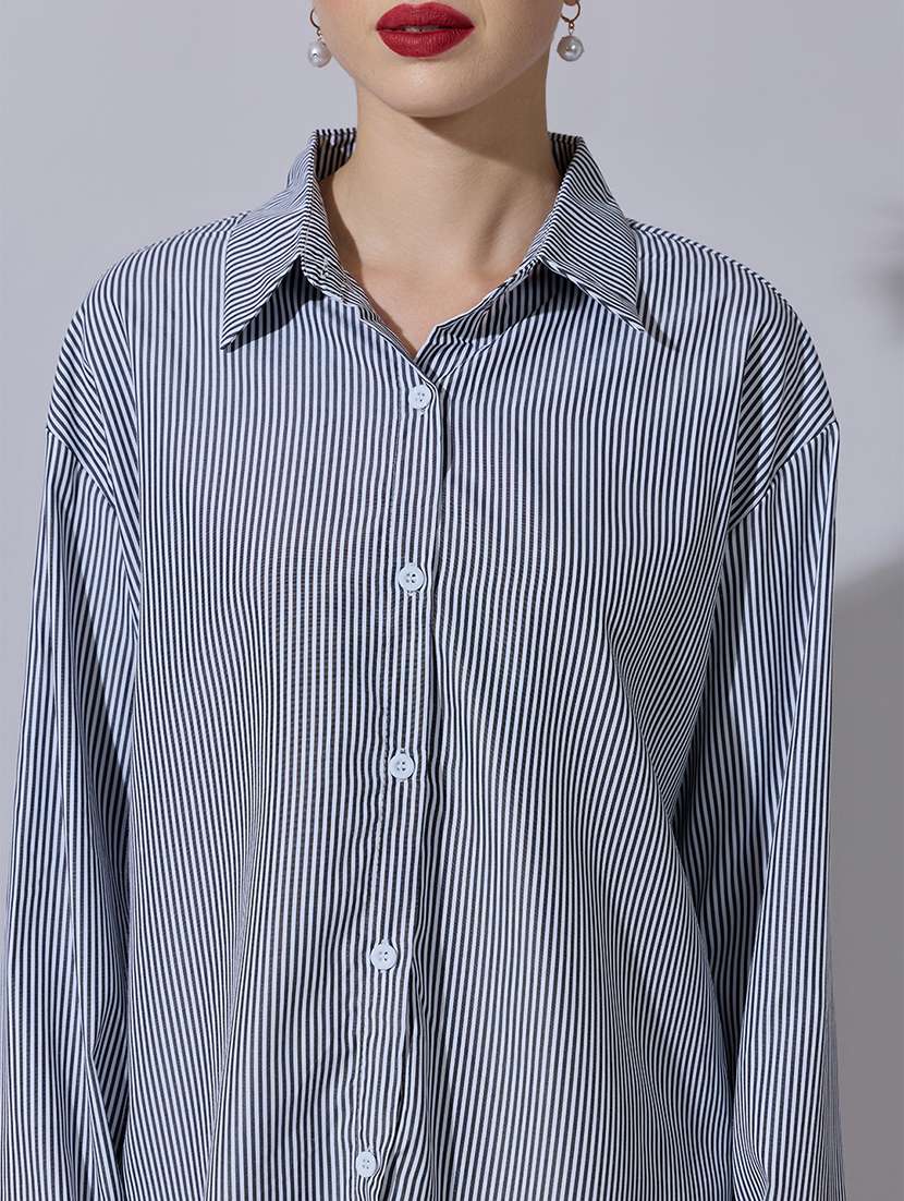 women striped long sleeve oversized shirt - 22321885 -  Standard Image - 5