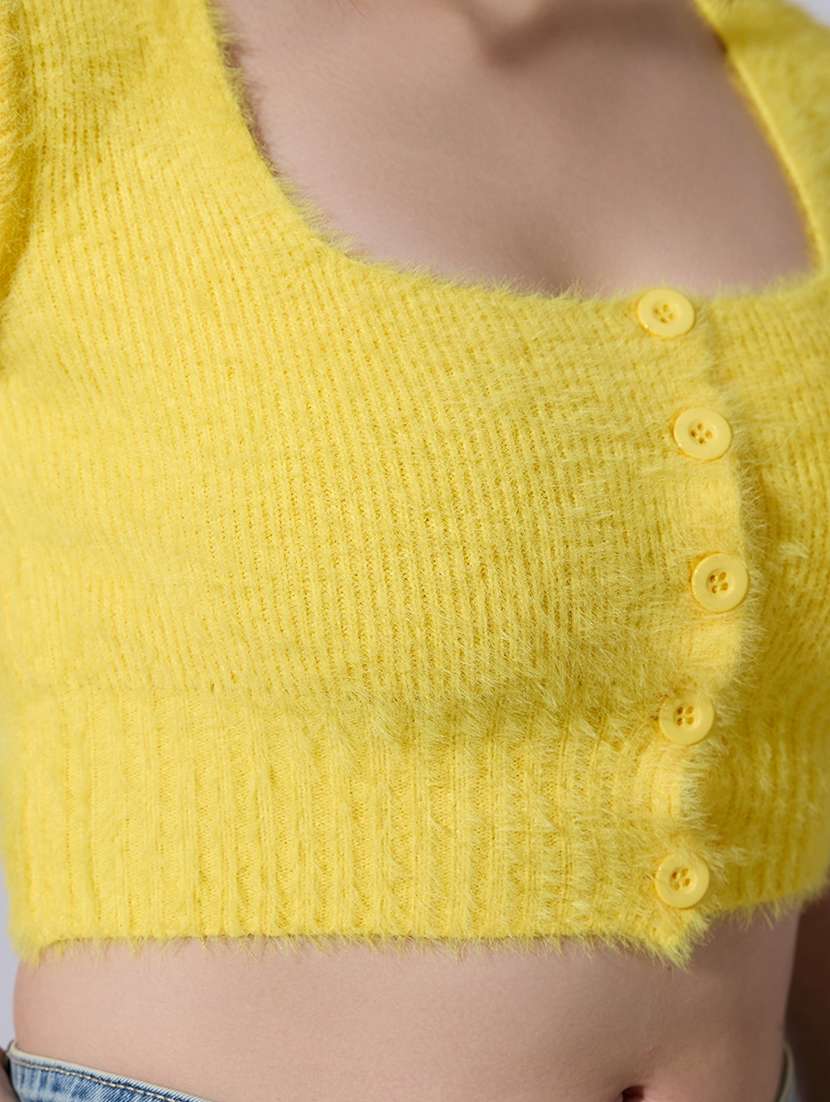 women solid short sleeve crop top - 22321909 -  Standard Image - 5