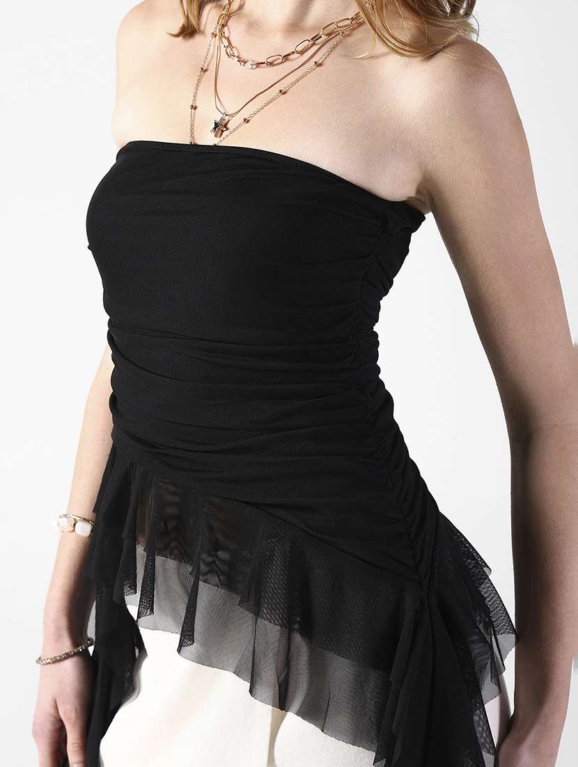 women solid sleeveless ruffle tube top - 22321924 -  Standard Image - 5
