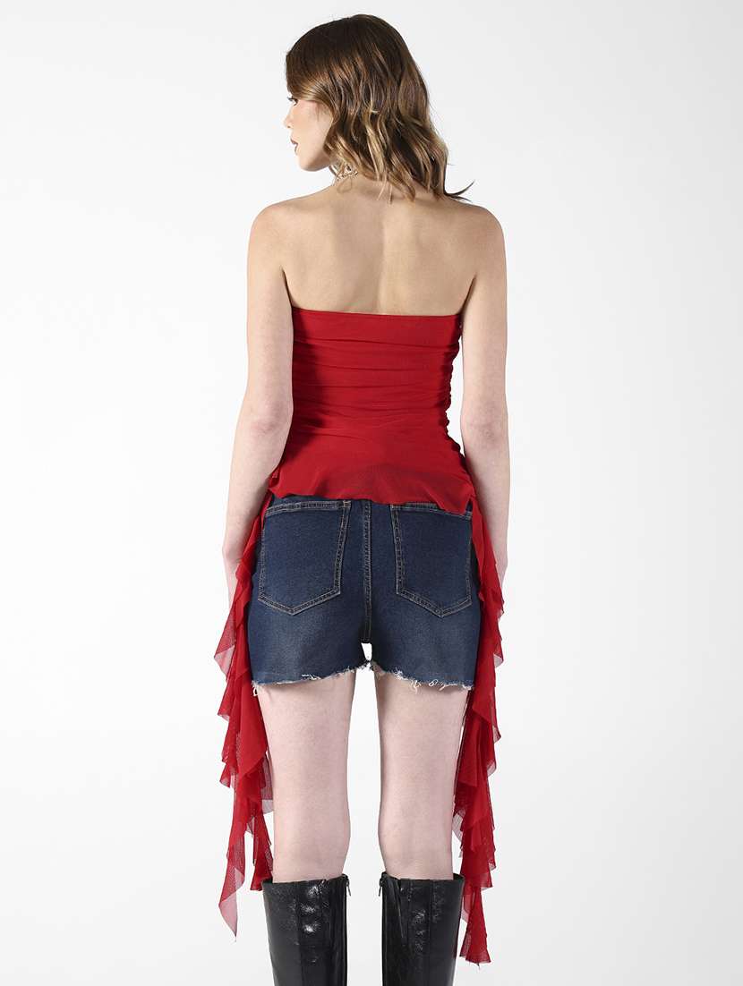 women solid sleeveless ruffle tube top - 22321925 -  Standard Image - 3