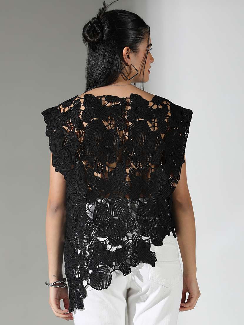 Women Self Designed Sleeveless Asymmetric Top - 22321935 -  Standard Image - 3