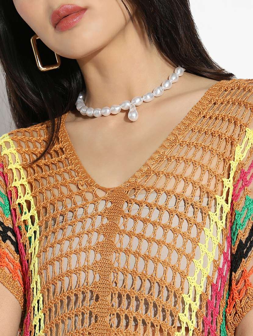 women self designed long crochet top - 22321937 -  Standard Image - 5