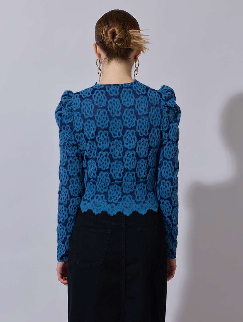 women self designed puff sleeve crop top - 22321952 -  Standard Image - 3