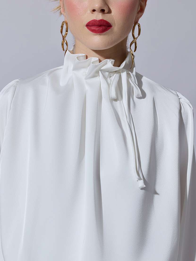 women solid long sleeve blouson top - 22321955 -  Standard Image - 5