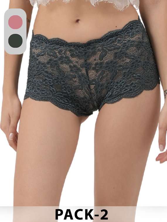women pack of 2 mid rise lace boy shorts