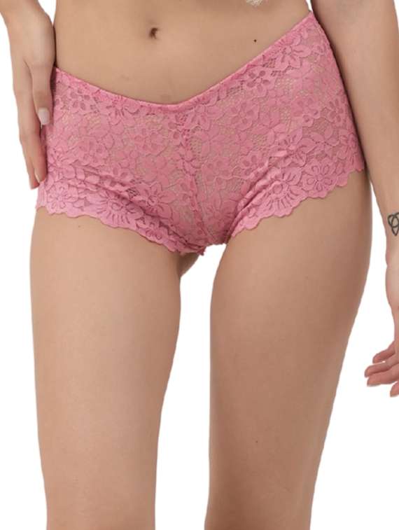 women pack of 3 solid mid rise lace boy shorts - 22321962 -  Standard Image - 3