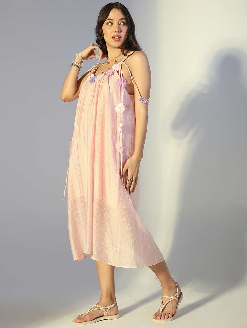 women solid shoulder strap a-line dress - 22321965 -  Standard Image - 3