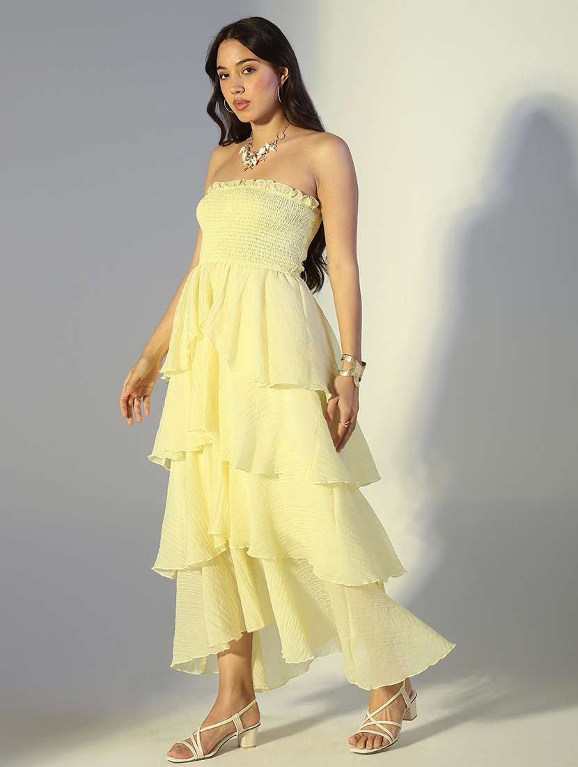 women solid off shoulder ruffle dress - 22321977 -  Standard Image - 3