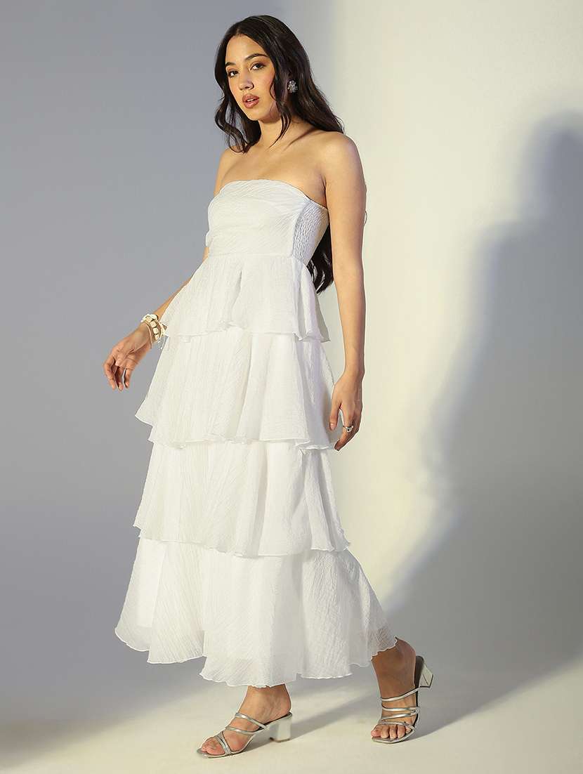 women solid shoulder strap ruffle dress - 22321980 -  Standard Image - 3