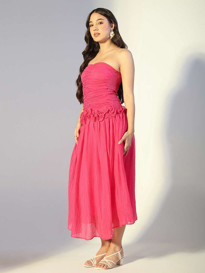 women solid sleeveless tube fit & flare dress - 22321986 -  Standard Image - 3