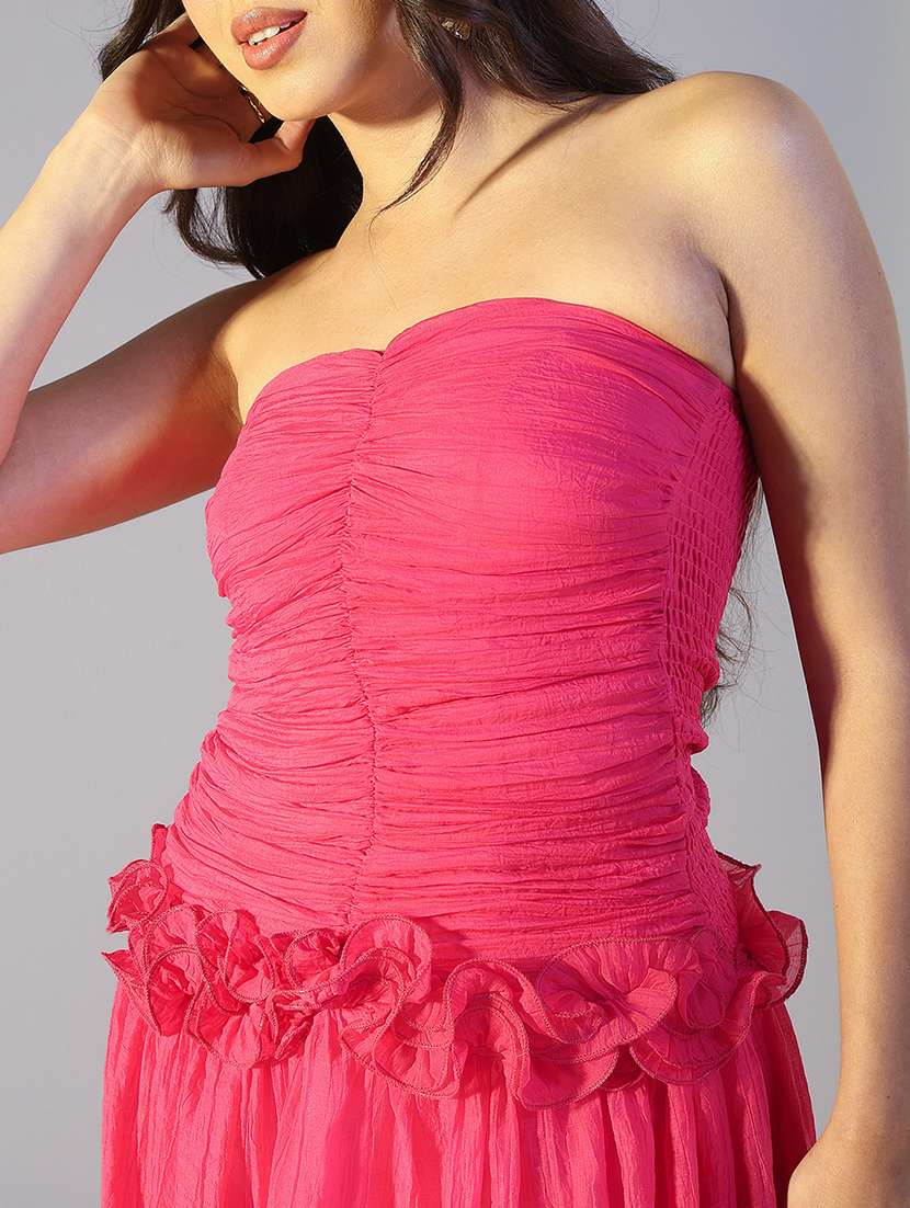 women solid sleeveless tube fit & flare dress - 22321986 -  Standard Image - 5