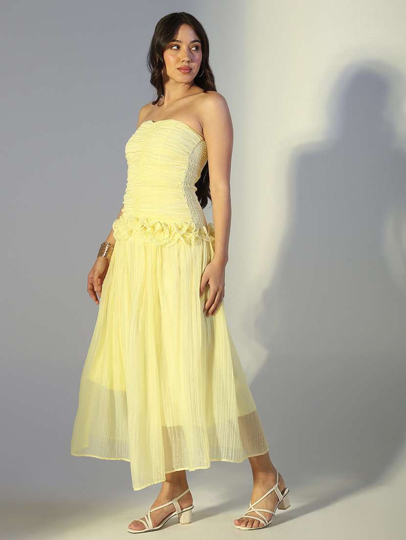 women solid sleeveless tube fit & flare dress - 22321987 -  Standard Image - 3