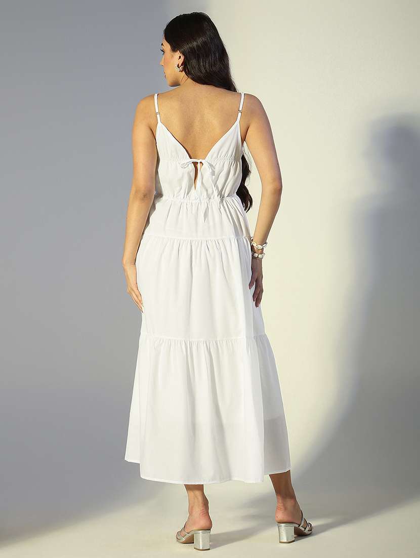 women solid shoulder strap tiered dress - 22321988 -  Standard Image - 5