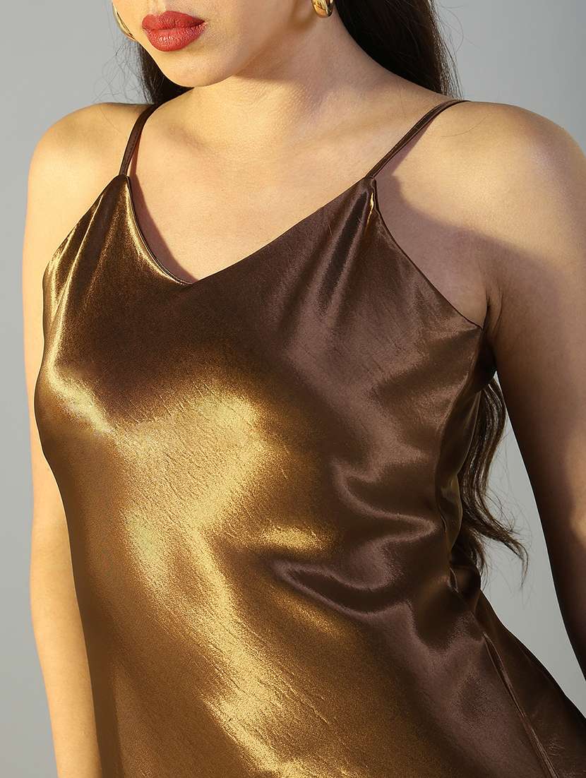 women solid shoulder strap a-line dress - 22321995 -  Standard Image - 5