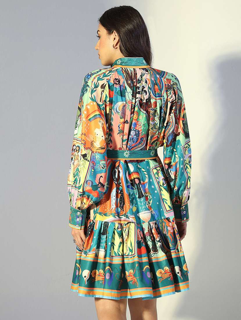 women printed puff sleeve tiered dress - 22321998 -  Standard Image - 3