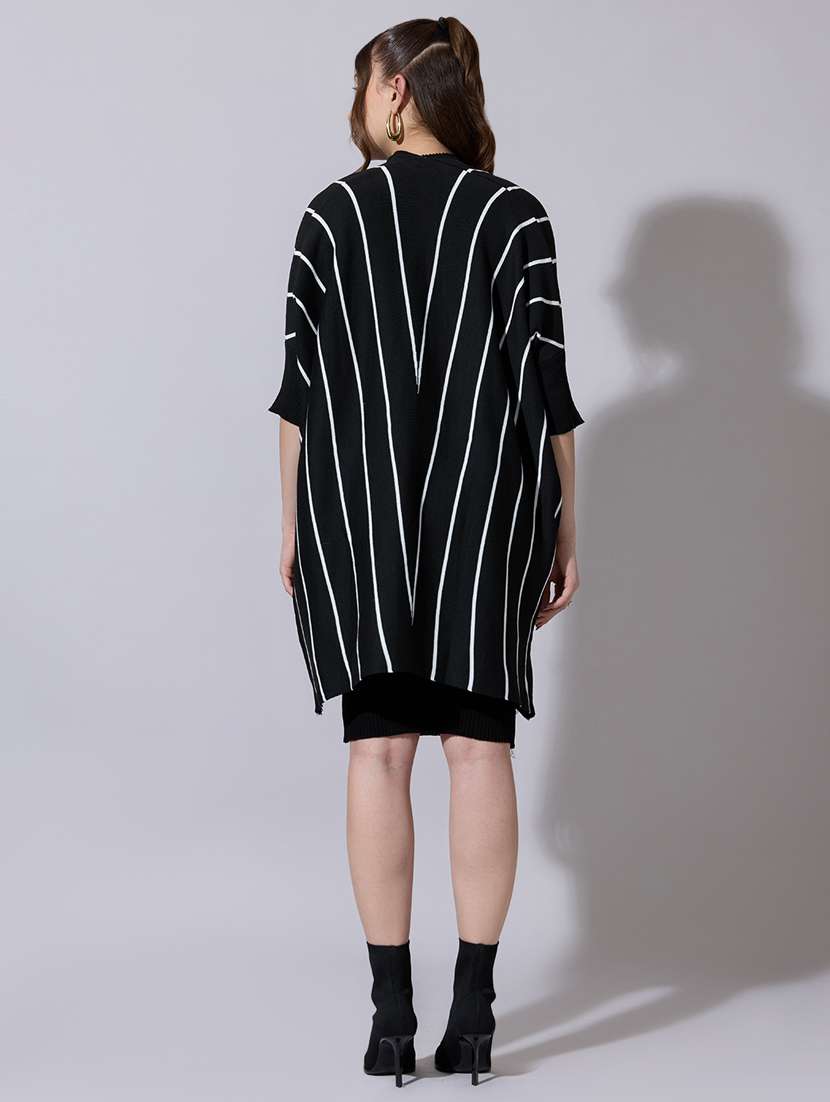 women knit dress with striped poncho-style overlay - 22322029 -  Standard Image - 3
