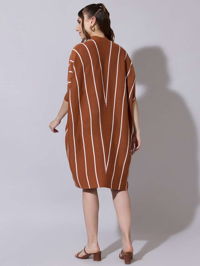women knit dress with striped poncho-style overlay - 22322030 -  Standard Image - 3